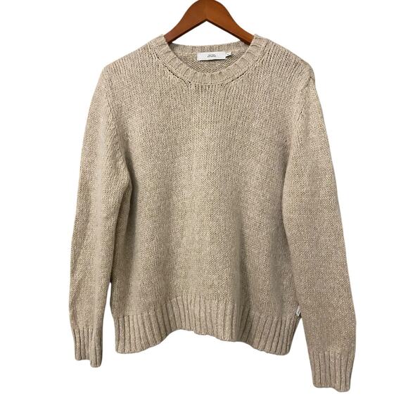The Tiny Big Sister Crewneck Sweater S/M Cream Beige Glitter Fisherman Cottage - Picture 1 of 10